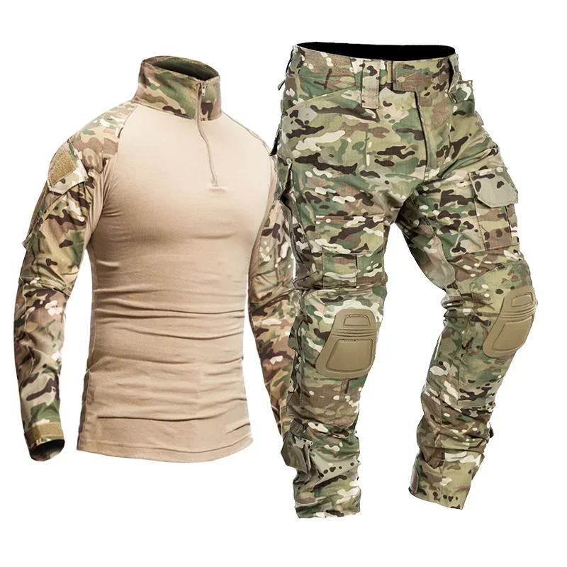 Camo tático uniforme airsoft ripstop terno multi bolso ternos calças de caça dos homens camisas treinamento airsoft paintball conjuntos roupas