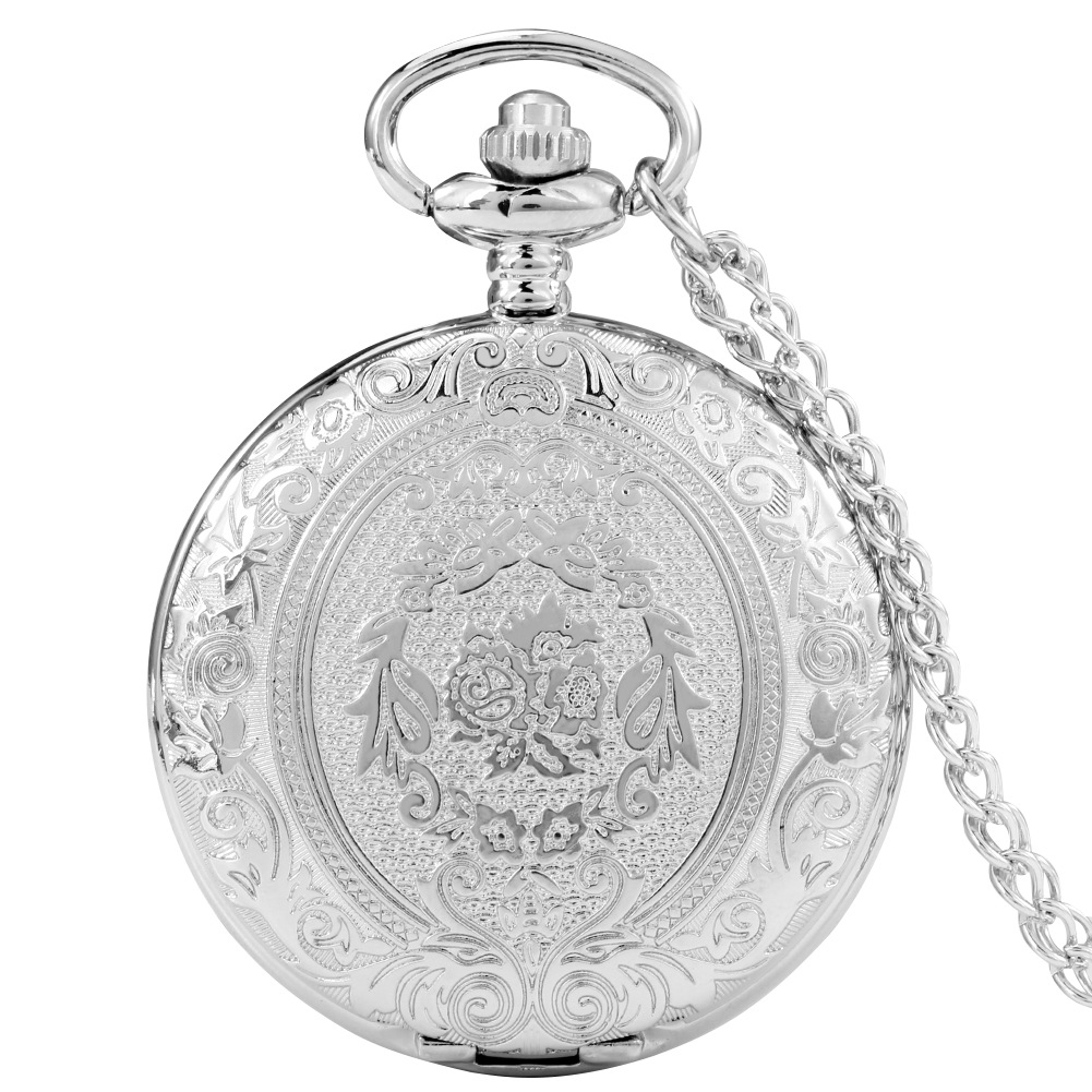Reloj de bolsillo de cuarzo plateado Retro de lujo, collar de estilo Medieval a la moda, colgante, cadena, regalo de joyería, reloj Steampunk para hombres y mujeres