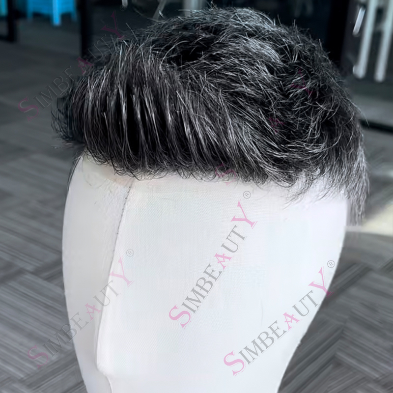 Rambut Palsu Pria Hitam Cokelat 1b40 1b80 Abu-abu Toupee 100% Rambut Asli 0.1mm Super Tipis Kulit Tipis Wig Pria Protesi Sistem Garis Rambut Alami