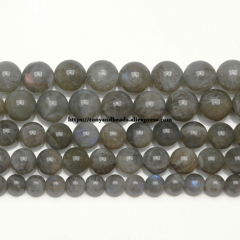 Cuentas sueltas redondas de piedra labradorita azul brillante, semipreciosas, naturales, Madagascar, 15 ", fabricación de joyas