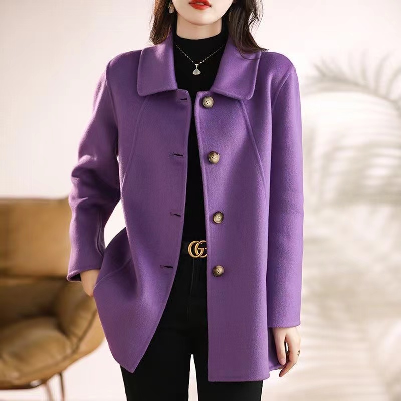 Nova alta qualidade único breasted moda casaco de lã feminino outono inverno fino elegante casaco de lã blusão outerwear feminino