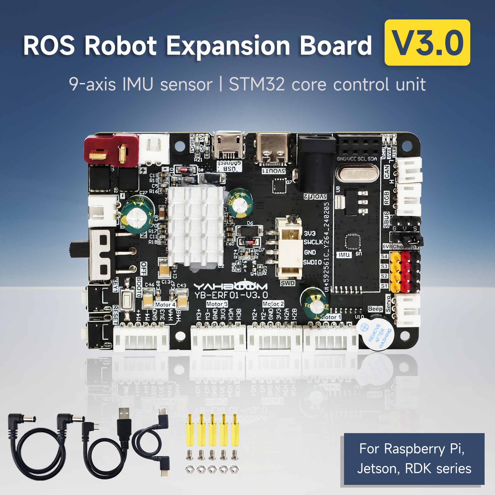 STM32F103RCT6 ควบคุม ROS หุ่นยนต์บอร์ดขยาย 9 แกนเซนเซอร์มอเตอร์เซอร์โวพอร์ตสําหรับ Raspberry Pi Jetson ROS ROS2 หุ่นยนต์
