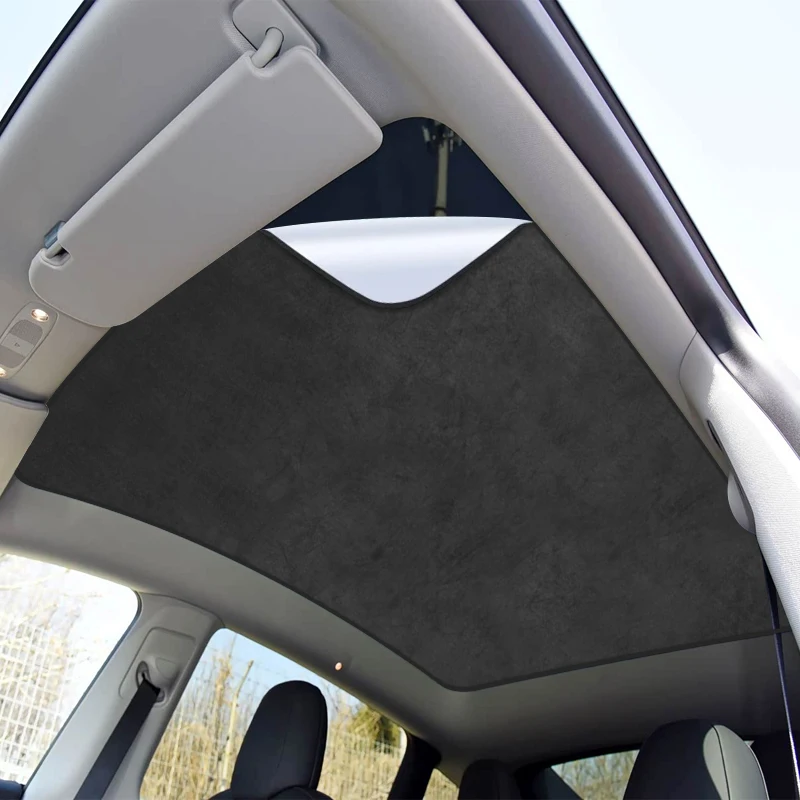 Wildleder-Stoff Elektrostatische Adsorption Sonnendach Sonnenschutz Wärmeisolierung für Tesla Model Y 2023-2026
