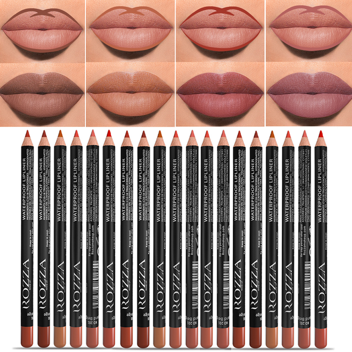 14-kleuren naakt mat lippenstiftpotlood Langdurig waterdicht lippotlood Hooggepigmenteerde lipliner Lipmake-uptool
