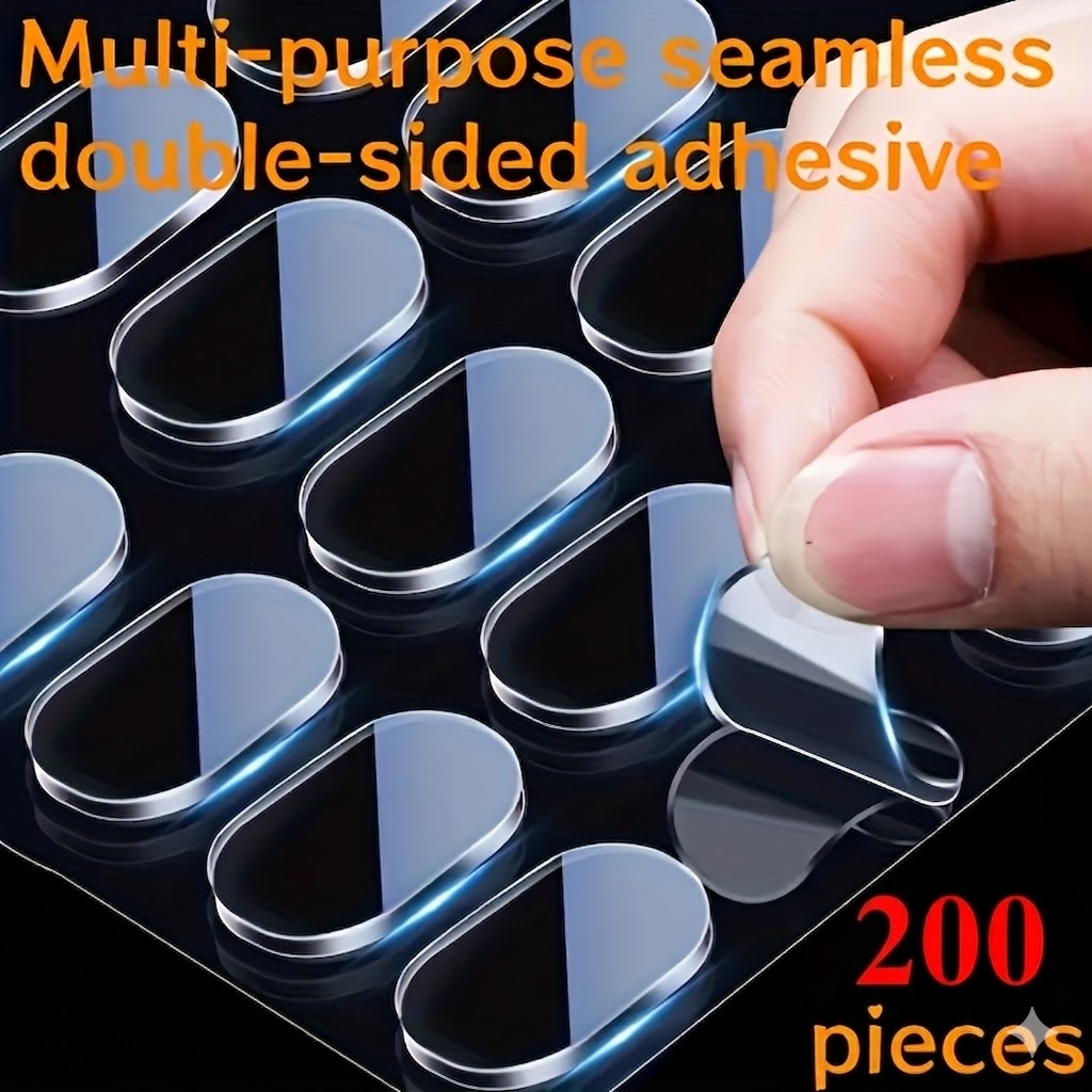 YITAPE 200PCS เทปใสสองด้านกันน้ำแผ่นกาวไร้รอยต่อสำหรับโปสเตอร์กรอบรูปรถบ้านตกแต่งสำนักงาน