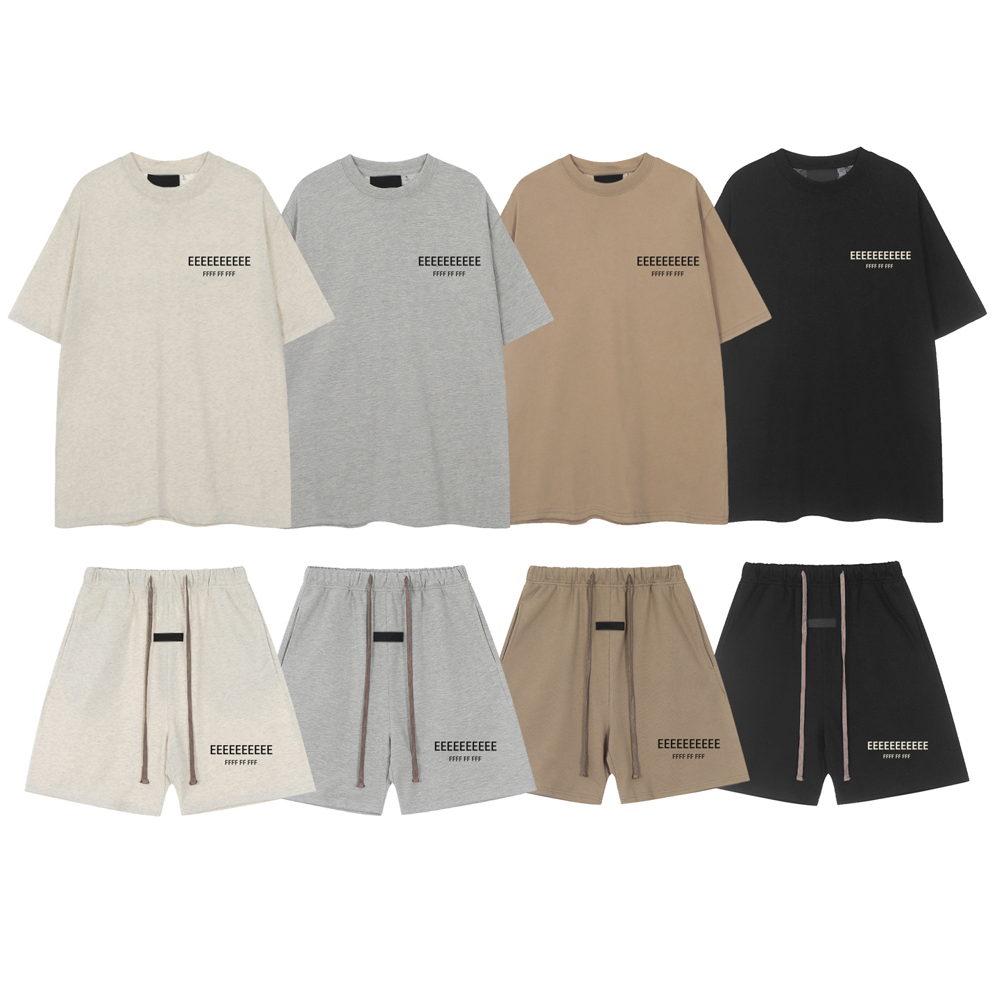 Nuova Serie 25SS: Set T-Shirt e Pantaloncini con Stampa a Doppia Linea, Unisex, Moda Streetwear