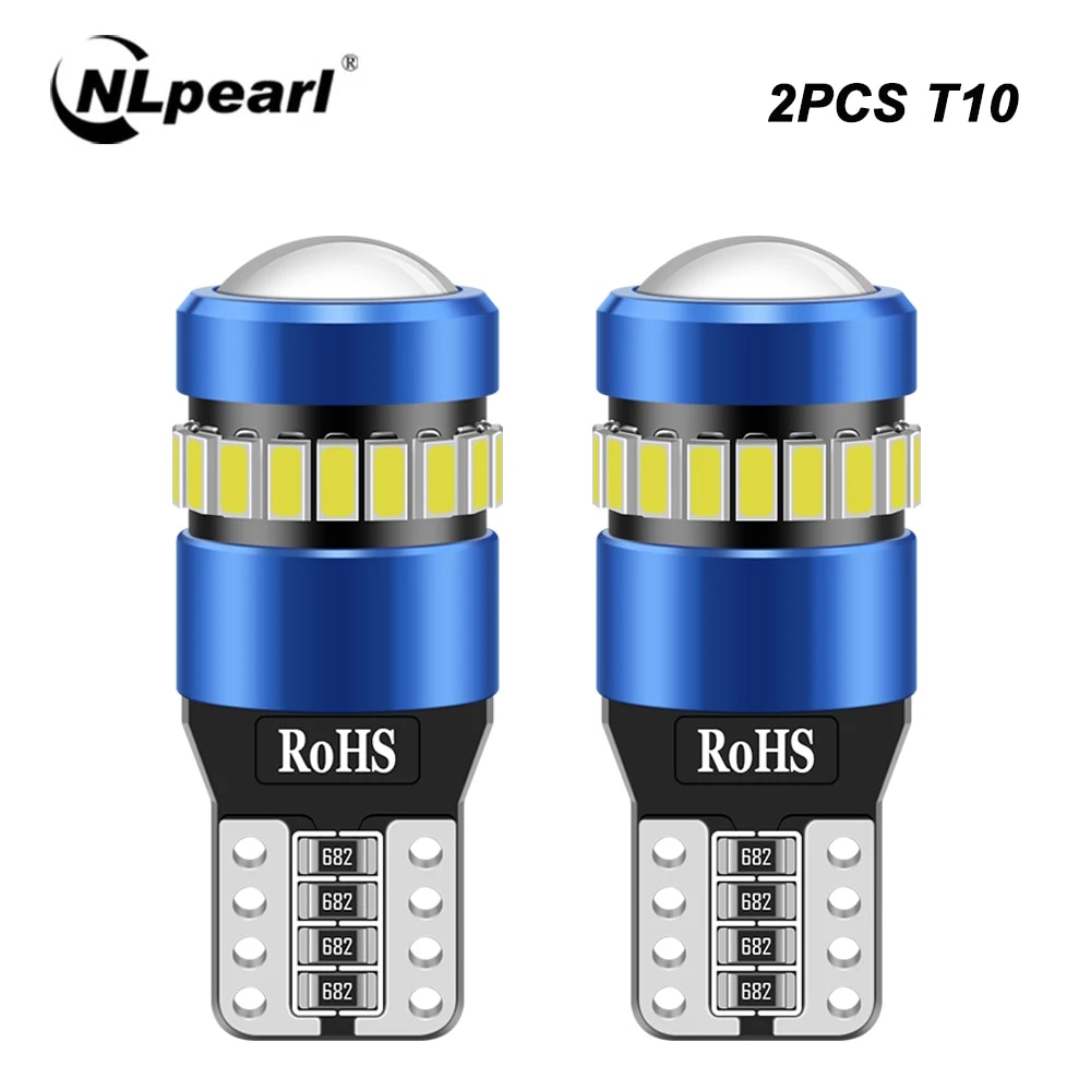 2PCS LED T10 W5W 194 168 หลอดไฟ LED CANbus ไม่มีข้อผิดพลาด Clearance ภายในรถอ่านประตูป้ายทะเบียนโคมไฟ 6500K สีขาว