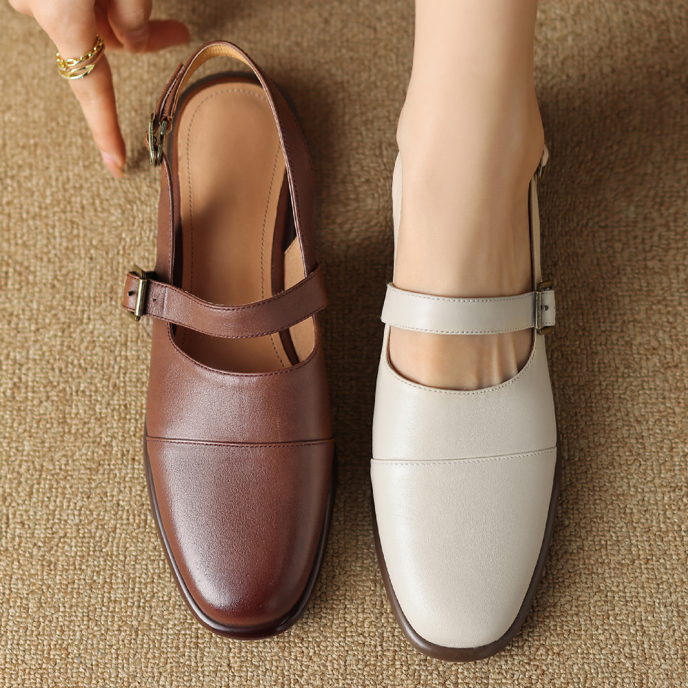 Women's cow leather round toe slingback slip-on flats sandals casual female high quality soft comfortable espadrilles shoes sale