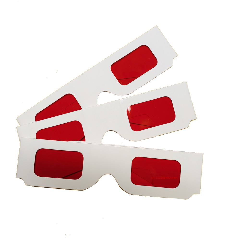 Lunettes 3D en papier blanc réutilisables, 100 pièces/lot, cadre en papier, lentille rouge/rouge, décodeur 3d, pour la Promotion