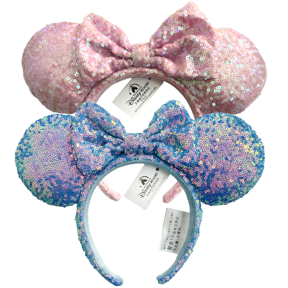 Mickey Mouse Stirnband Blau Rosa Pailletten Ohr Weihnachten Halloween Party Hairwear Cosplay Erwachsene/Kind Haare Zubehör Für Frauen