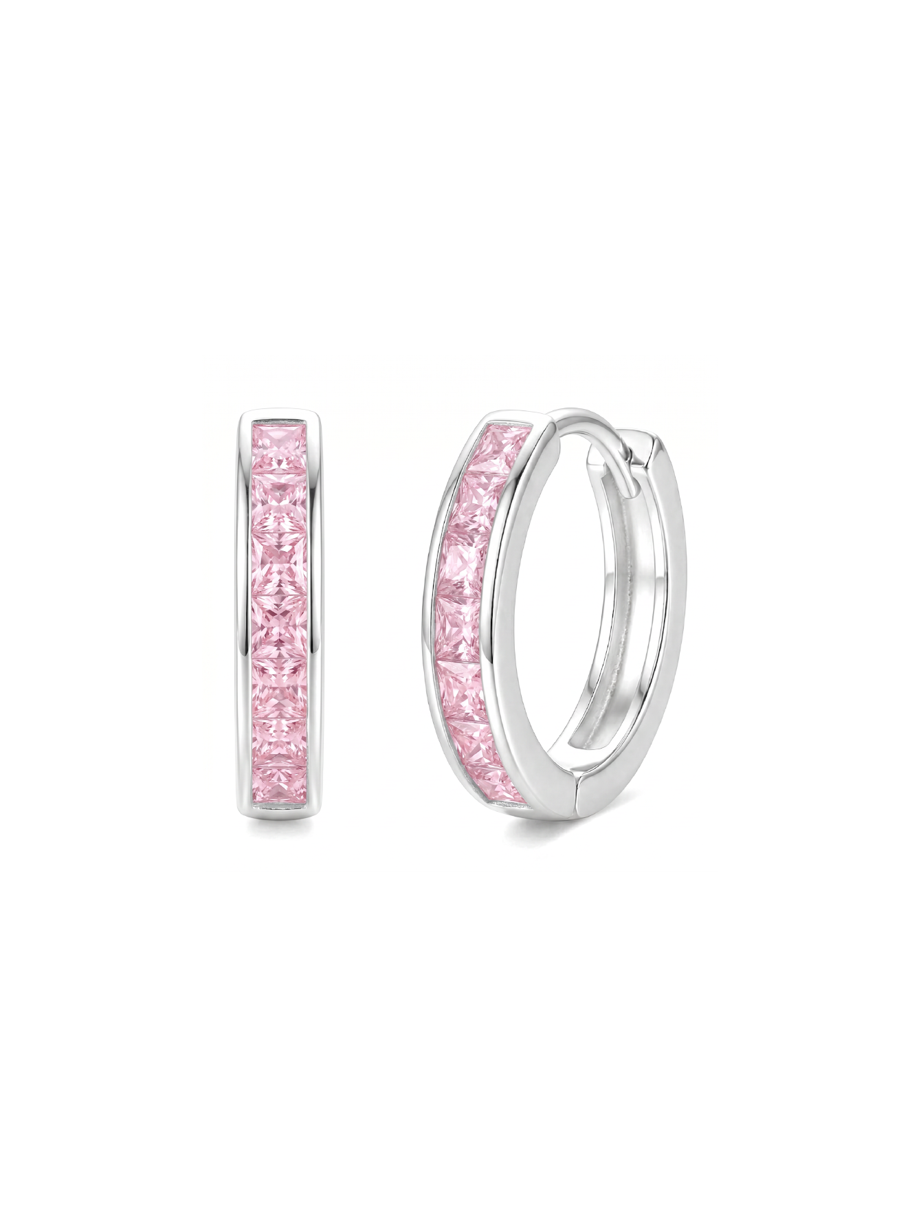 Pendientes de Aro Dobles Cuadrados de Plata S925 con Circonita Cúbica de 1.5cm, Hipoalergénicos, para Mujer, Uso Diario, Viajes, Fiestas, Caja de Regalo para Todas las Temporadas