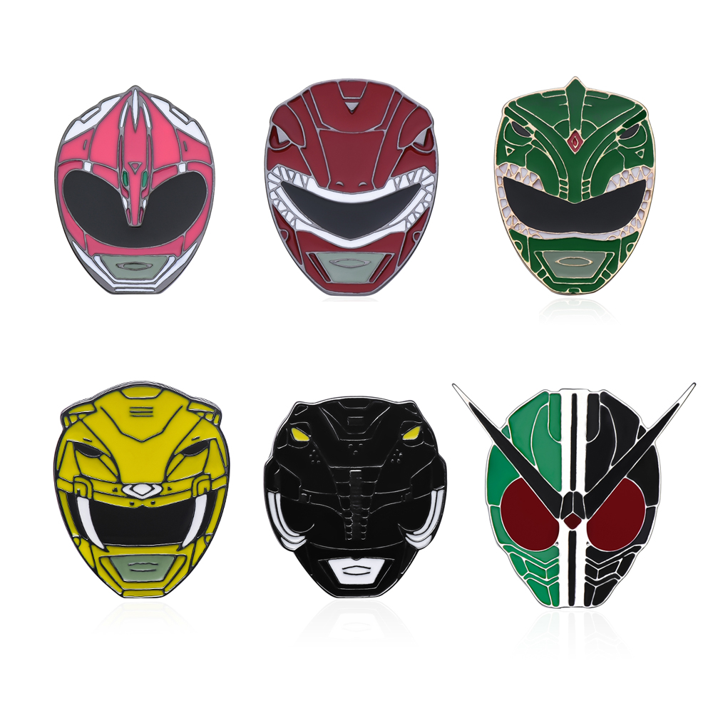 ชุดเข็มกลัดเคลือบสีสันสดใสลายการ์ตูนตัวละครจาก Battle Suit Avenger Helmet  ชุดเข็มกลัดติดปกเสื้อ  ของสะสมเครื่องประดับอนิเมะคลาสสิก