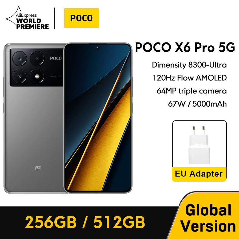 POCO X6 Pro 5G Global Version Smartphone Dimensity 8300-Ultra 6.67"Flow AMOLED DotDisplay 64MP NFC