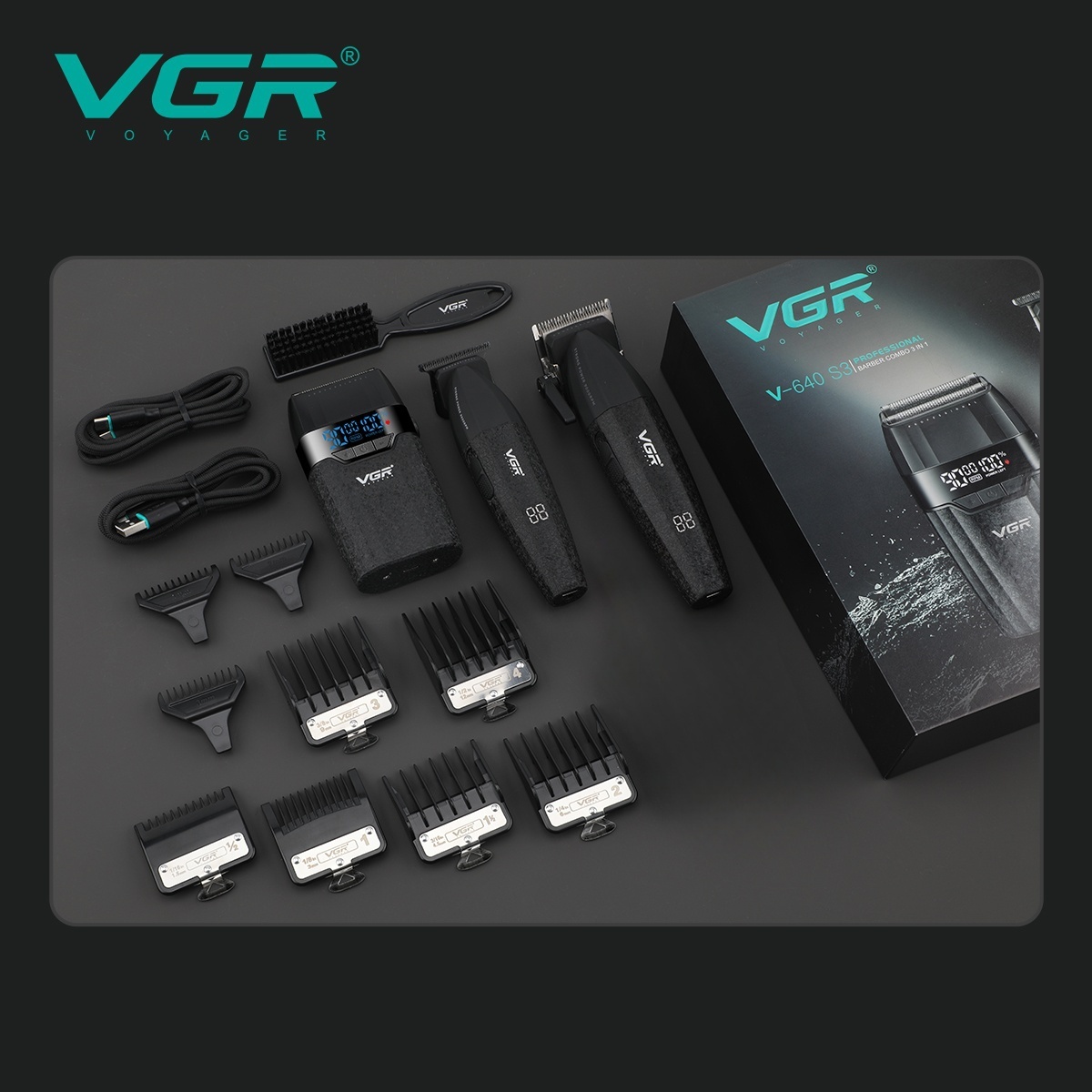 VGR 헤어 트리머 업그레이드됨 전문가용 클리퍼 최고 무선 헤어 클리퍼 베스트셀러 전기식 클리퍼 핫세일 9000 RPM 조절식 남성용 헤어 트리머 V-640 s3