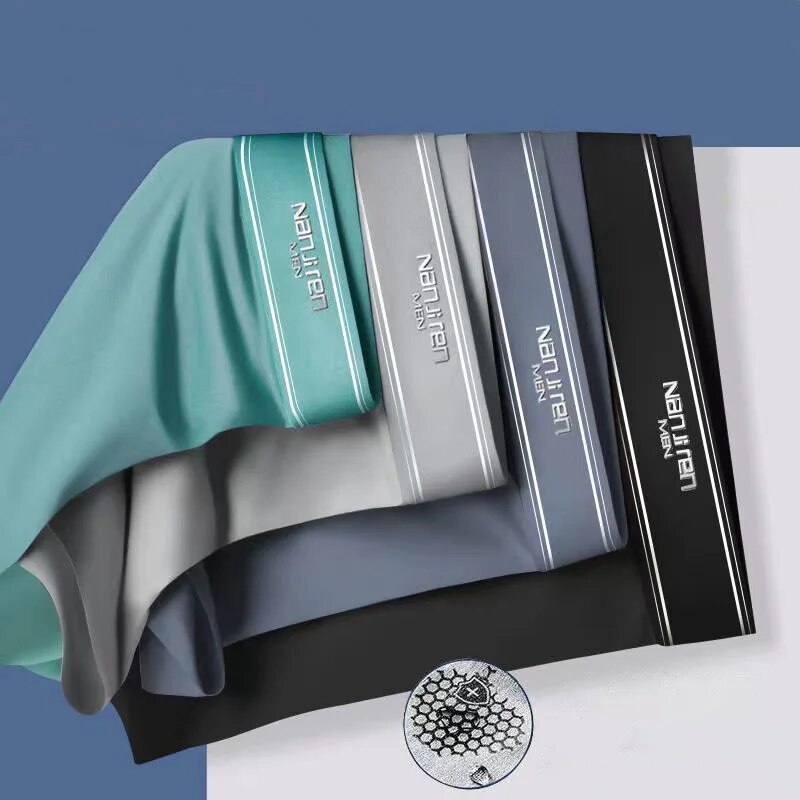 4 pièces Boxer Shorts hommes glace sous-vêtements en soie Cool caleçons respirant Sexy mince culotte U convexe Lingerie vente en gros Lots L-6XL