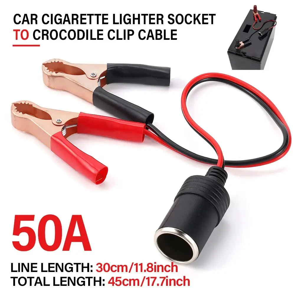 Adaptateur de prise allume-cigare 50A, pince crocodile plaquée cuivre, pince de borne de batterie de voiture, câble de prise 12V