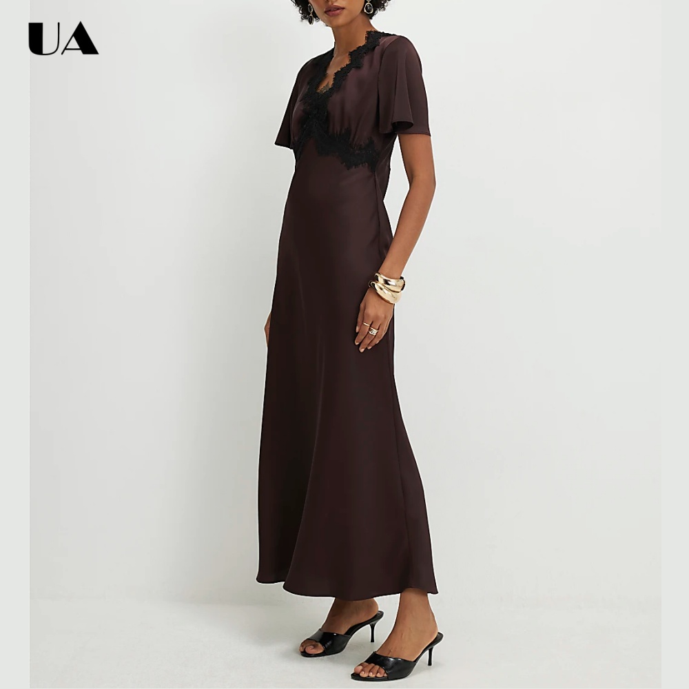 ULBYANRY Vestidos de baile personalizados com apliques de renda de cetim para mulheres, vestido de noite elegante com decote em V, vestido de festa vintage de manga curta