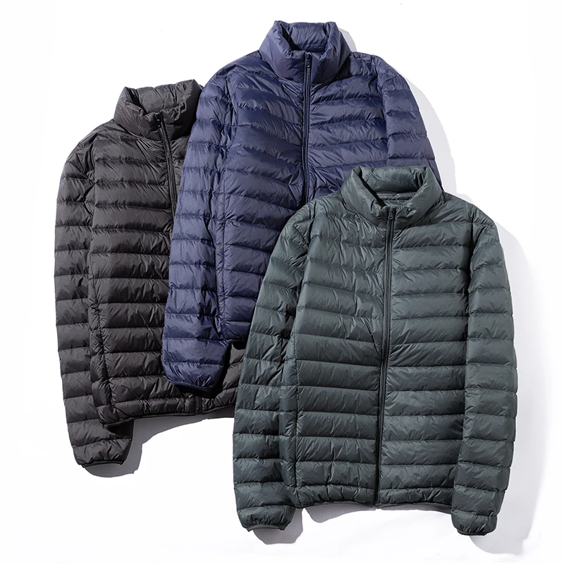 Autumn and Winter 90 White Duck Down Light Stand-Up Collar Down Jacket for Men, Fashionable and Warm Coat