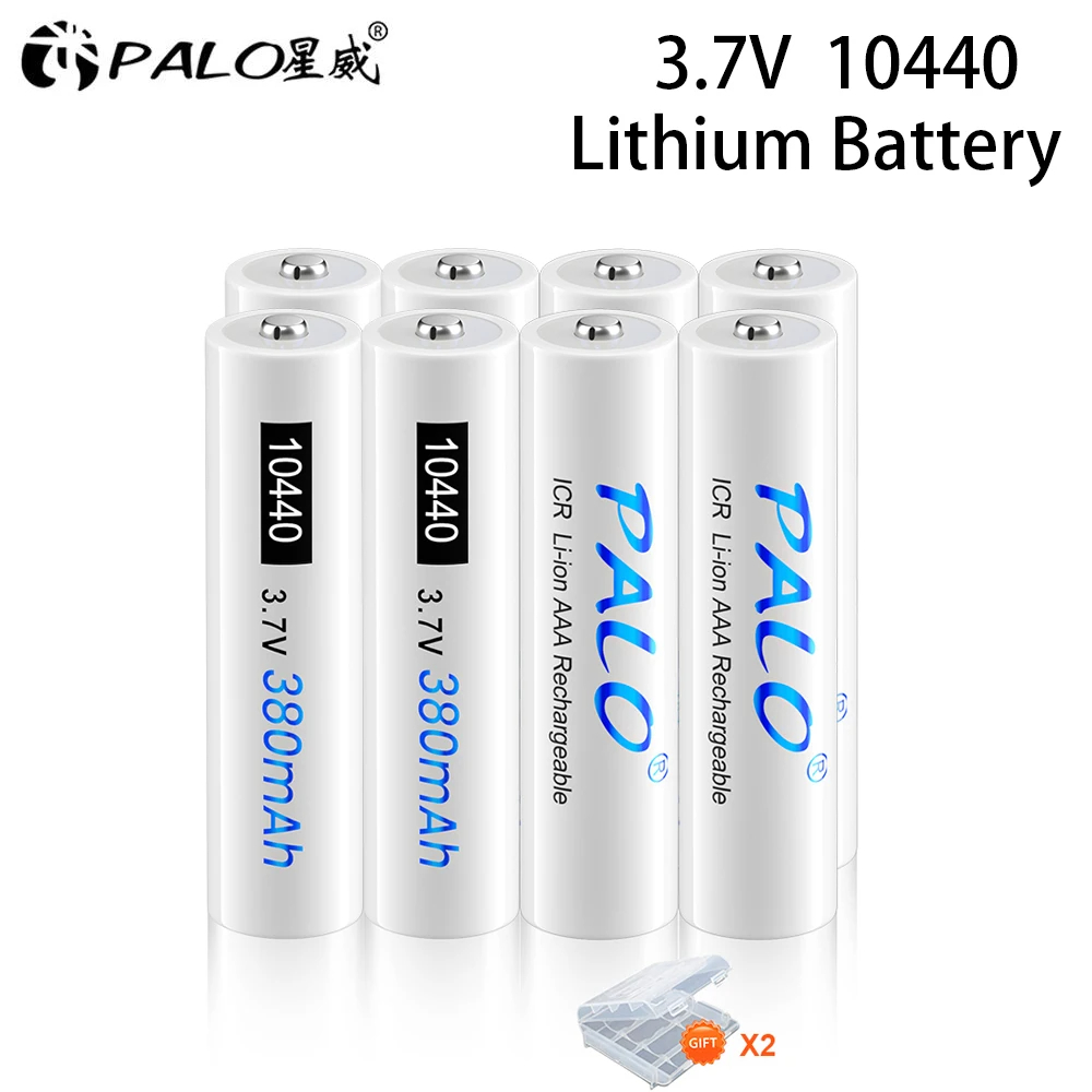 PALO-batería recargable de iones de litio para linterna, 3,7 V, ICR10440, 10440, 3A, AAA, cámara, Control remoto, afeitadora