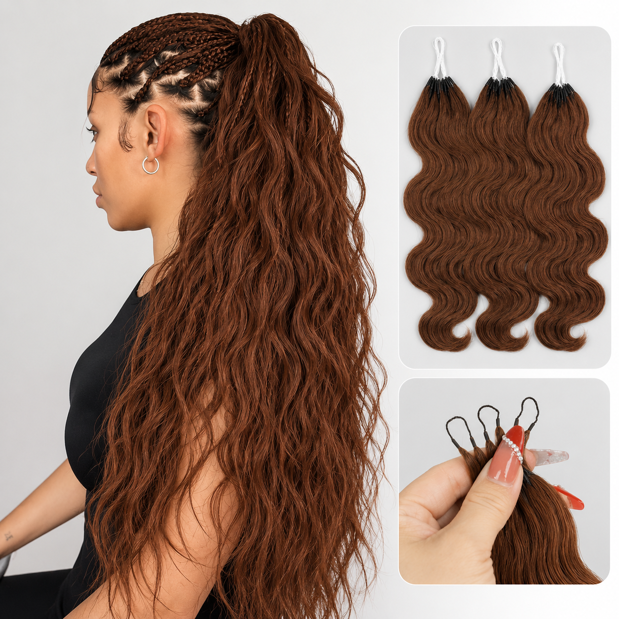 Bruin Body Wave Crochet Haarverlenging van Echt Haar, Miracle Knots, Zacht als een Veer, Natuurlijke Vlecht Haar Extensions voor Zwarte Vrouwen, Volle Punten, Lichtgewicht, Geen Klitten, Geen Uitval, Eenvoudige Installatie, Beschermende Haarstijl, Herbrui