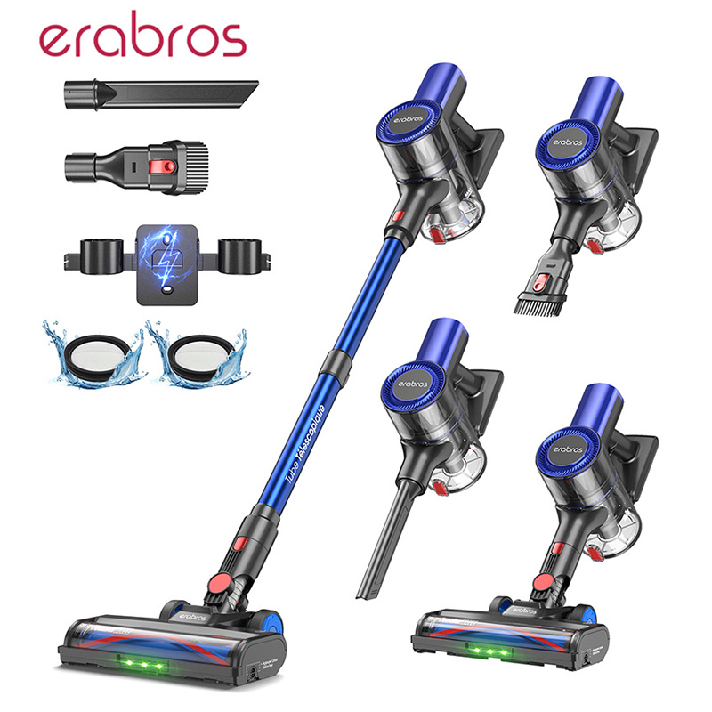Erabros EV2 Kabelloser Staubsauger 450W 55Kpa Hohe Saugkraft Leistungsstarker Handstaubsauger für Zuhause mit LED-Anzeige für Boden und Teppich
