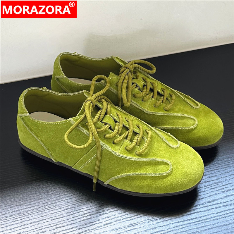 MORAZORA 2026 Neue Damen-Sneaker aus Kuh-Wildleder Frühling Herbst Casual Sneakers Flache Damenschuhe Damen-Fußbekleidung