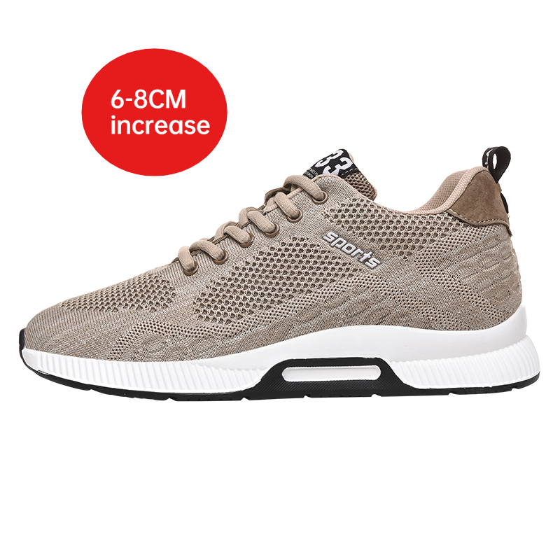 Męskie buty podwyższające wzrost o 6-8 cm, oddychające sportowe sneakersy z siateczki, niewidoczne podwyższenie, obuwie powiększające wzrost.