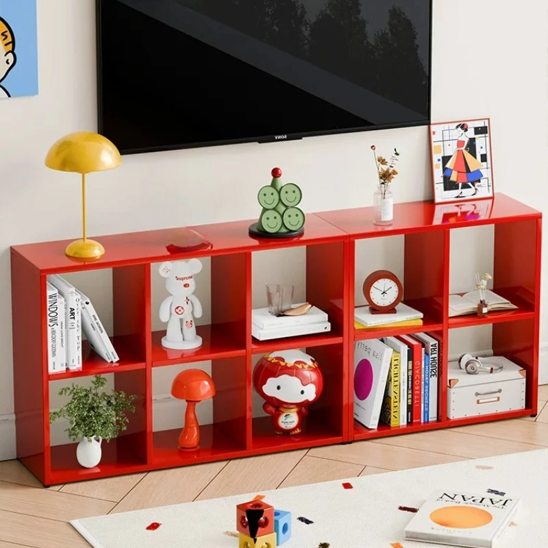 Dopamine Metal Grid Cabinet Floor Standing Bookshelf Multifunctional Display Rack Modern Home Decor Storage for Living Room