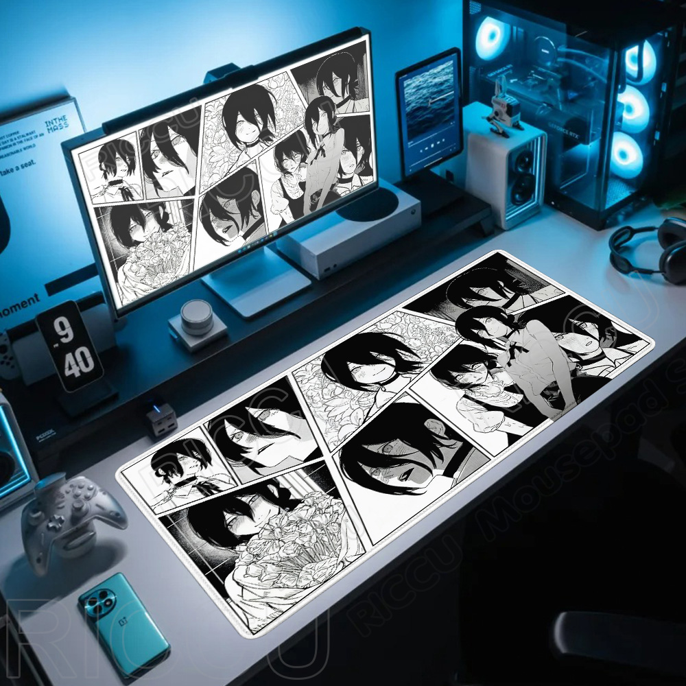 Коврик для мыши Comic Chainsaw Man XXL, аниме Reze Gamer Makima, игровые аксессуары, 400x900 мм, большой коврик для клавиатуры, настольный коврик, компьютерная клавиатура