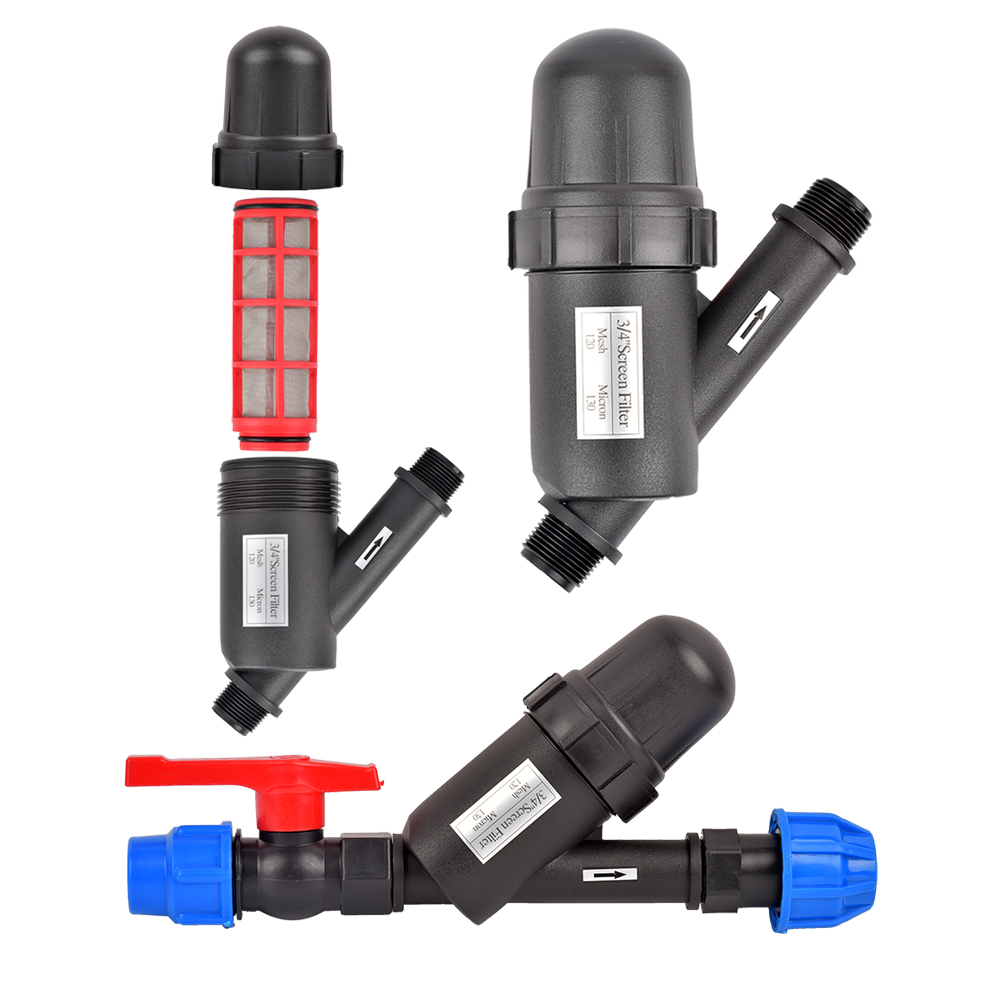 120 Mesh 3/4 "1" Layar Filter Air dengan Koneksi 25Mm 32Mm Katup Adaptor Kabut Sistem Semprot Kotoran Saringan