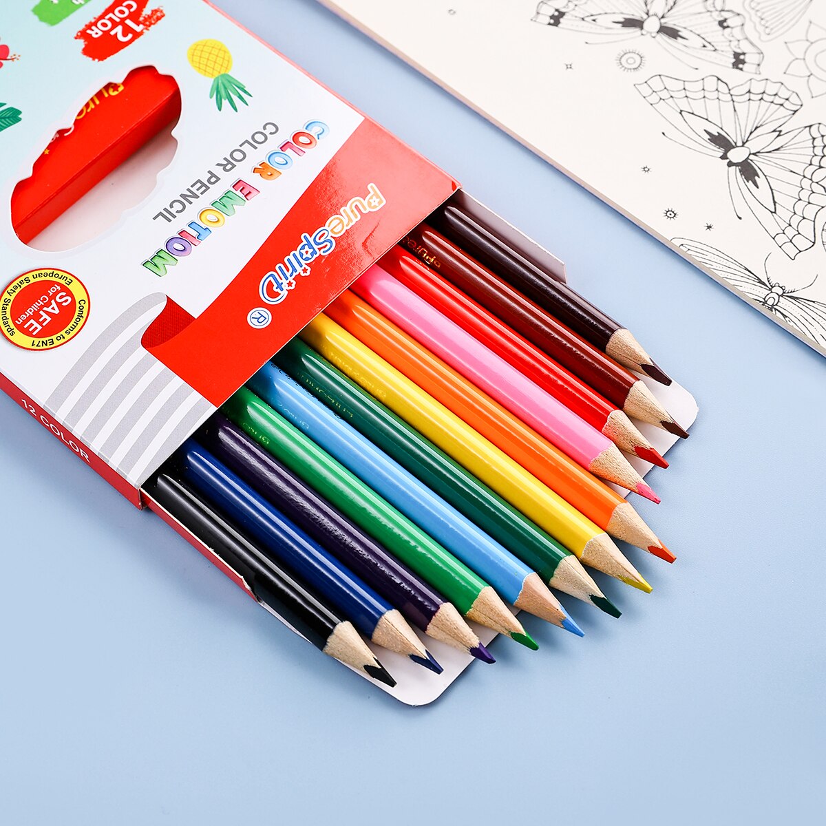 12-Farben-Mini-Bleistift-Set, kurze farbige, vorgespannte Bleistifte zum Zeichnen, Malen, Schattieren für Kinder, Studenten oder Kinder