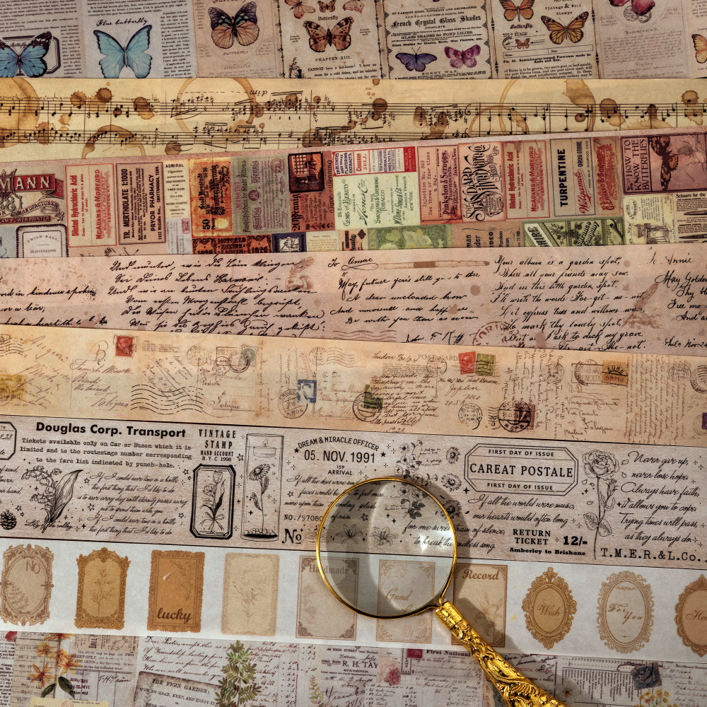 Bandes Washi Vintage 35cm, Cycle, bricolage, Scrapbooking, décor, Journal indésirable, Collage, papeterie artisanale, 30mm/40mm/50mm x 2m