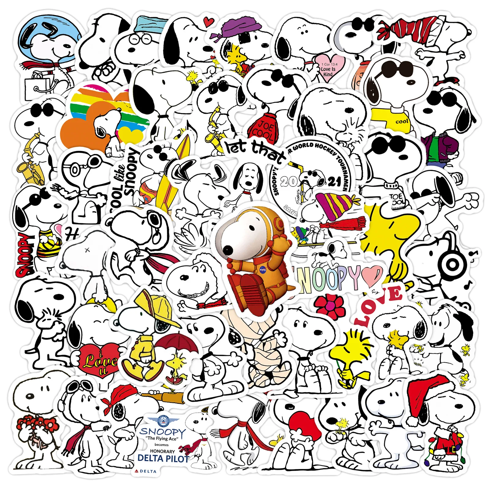 50Pcs Cartoon SnoopyDog Stickers for Kids Laptop Skateboard Graffiti Skateboard Laptop Water Bottle Motorcycle Sticker Toy Decal