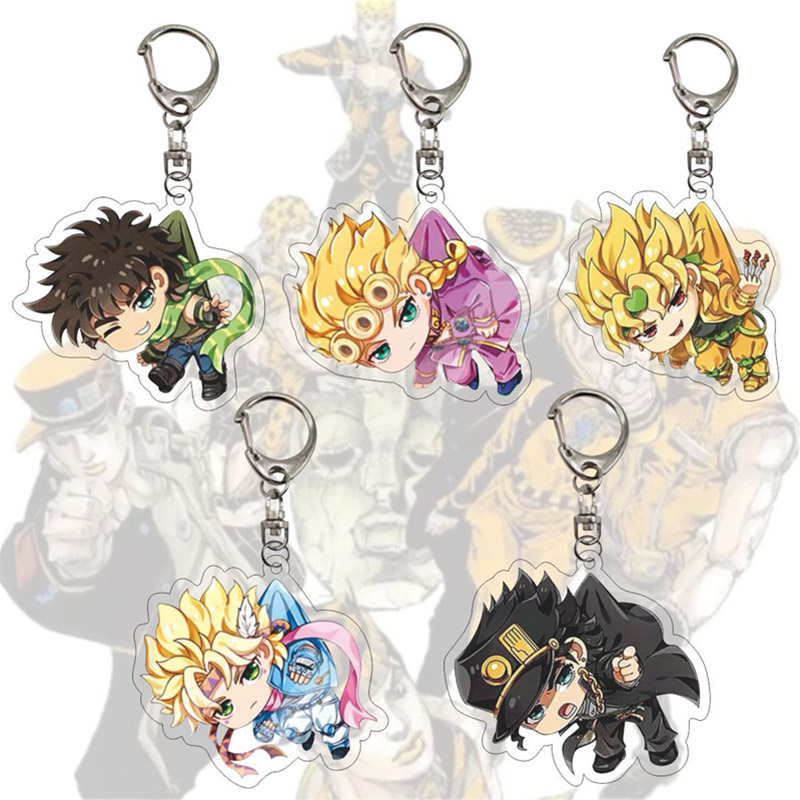 Anime JoJos Bizarre Adventure porte-clés Figure Cosplay pendentif en métal porte-clés voiture porte-clés sac bijoux cadeau pour les Fans accessoires