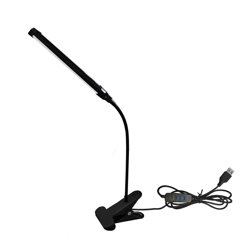Lâmpada de mesa tipo clipe LED, dormitório estudantil, quarto, mesa de trabalho, lâmpada de leitura ao lado da cama, lâmpada de mesa pequena com proteção para os olhos, preta