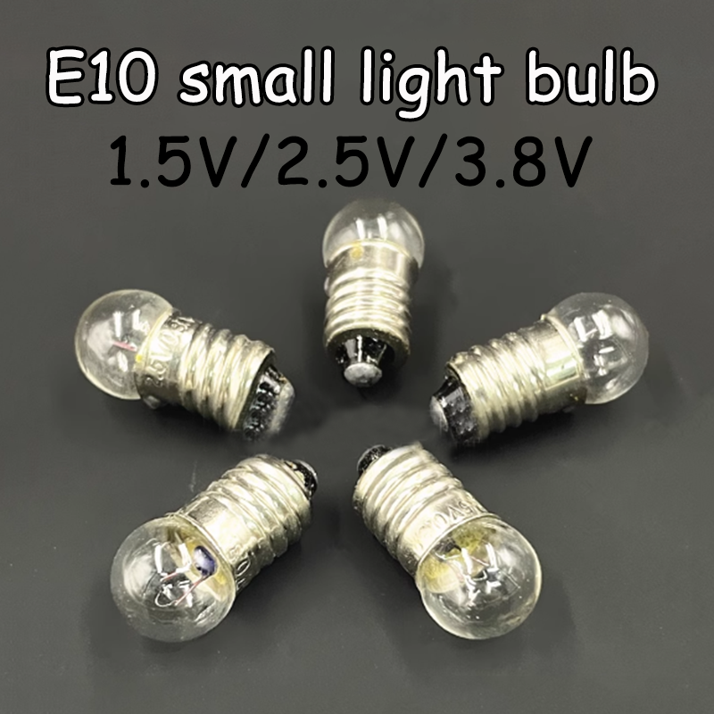 10 petites perles E10, 1.5v 2.5v 3.8v, petite ampoule à bouche à vis, expérience physique à petite mèche, équipement électrique