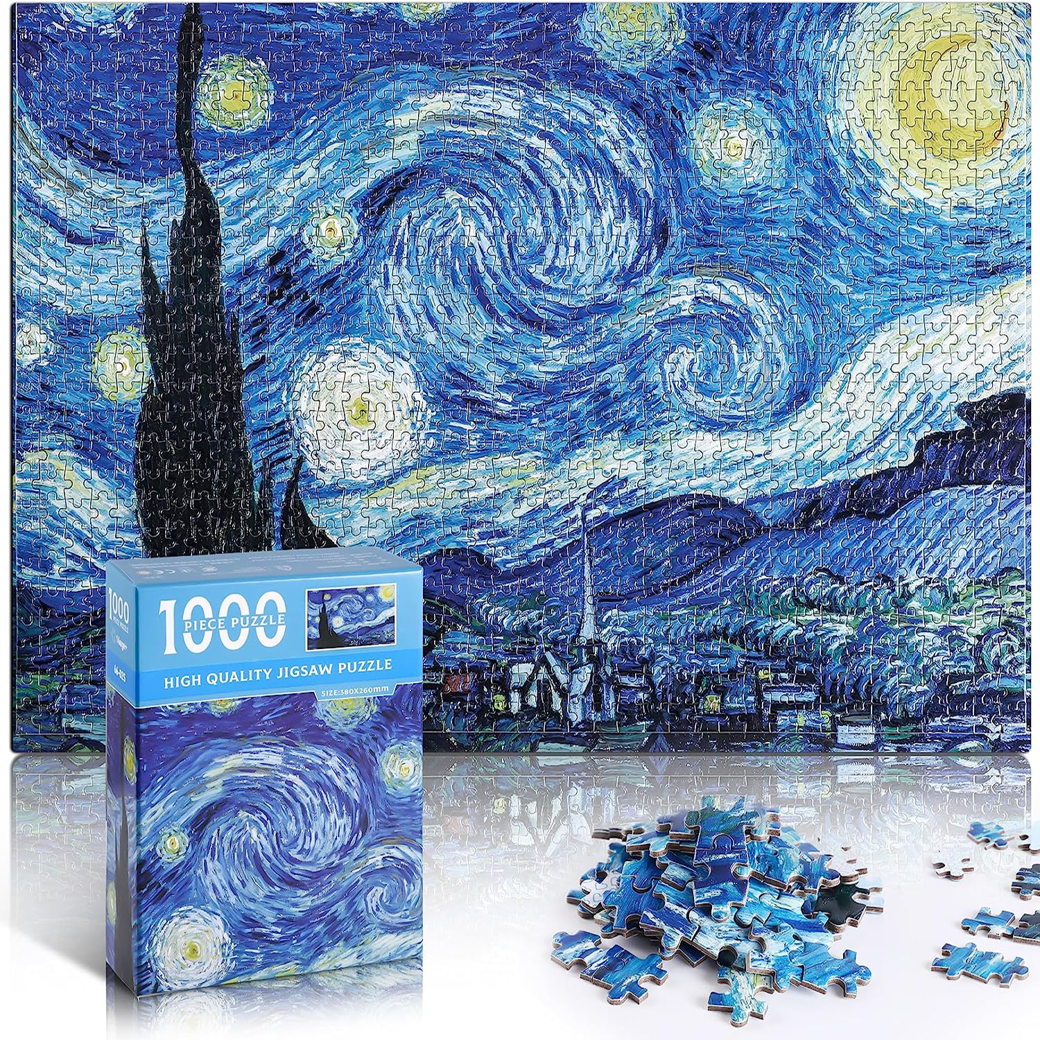 1 ชุด 1000 ชิ้น Starry Night ปริศนา, Decompression และการศึกษาการเรียนรู้ของเล่น, ของขวัญที่ดีที่สุดสําหรับผู้ใหญ่งานศิลปะและเกมครอบครัว