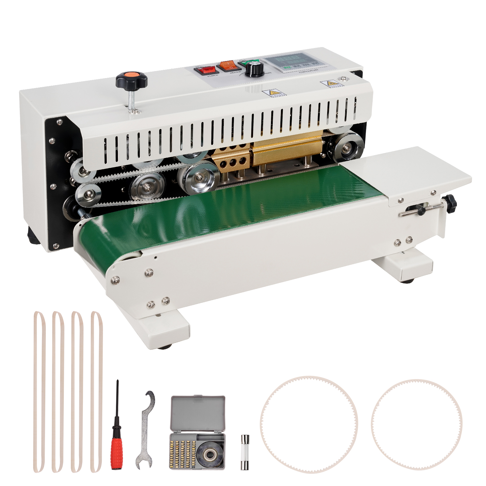 SucceBuy Horizontal Bag Band Sealing Machine Continuous Band Sealer Machine Carbon Steel for 0.02-0.8 mm Plastic Bags Films