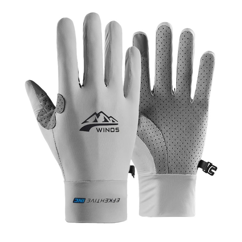 Gants de pêche en soie glacée pour écran tactile, antidérapants, pour Fitness, Protection UV, pour hommes et femmes, cyclisme, moto d'été, élastiques