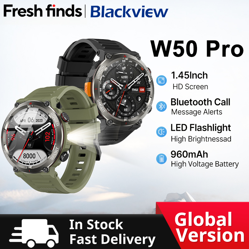 [World Premiere] Blackview W50 Pro Smartwatch 1.45" HD Display Flashlight Bluetooth Phone Call 960mAh Battery Rugged Smartwatch