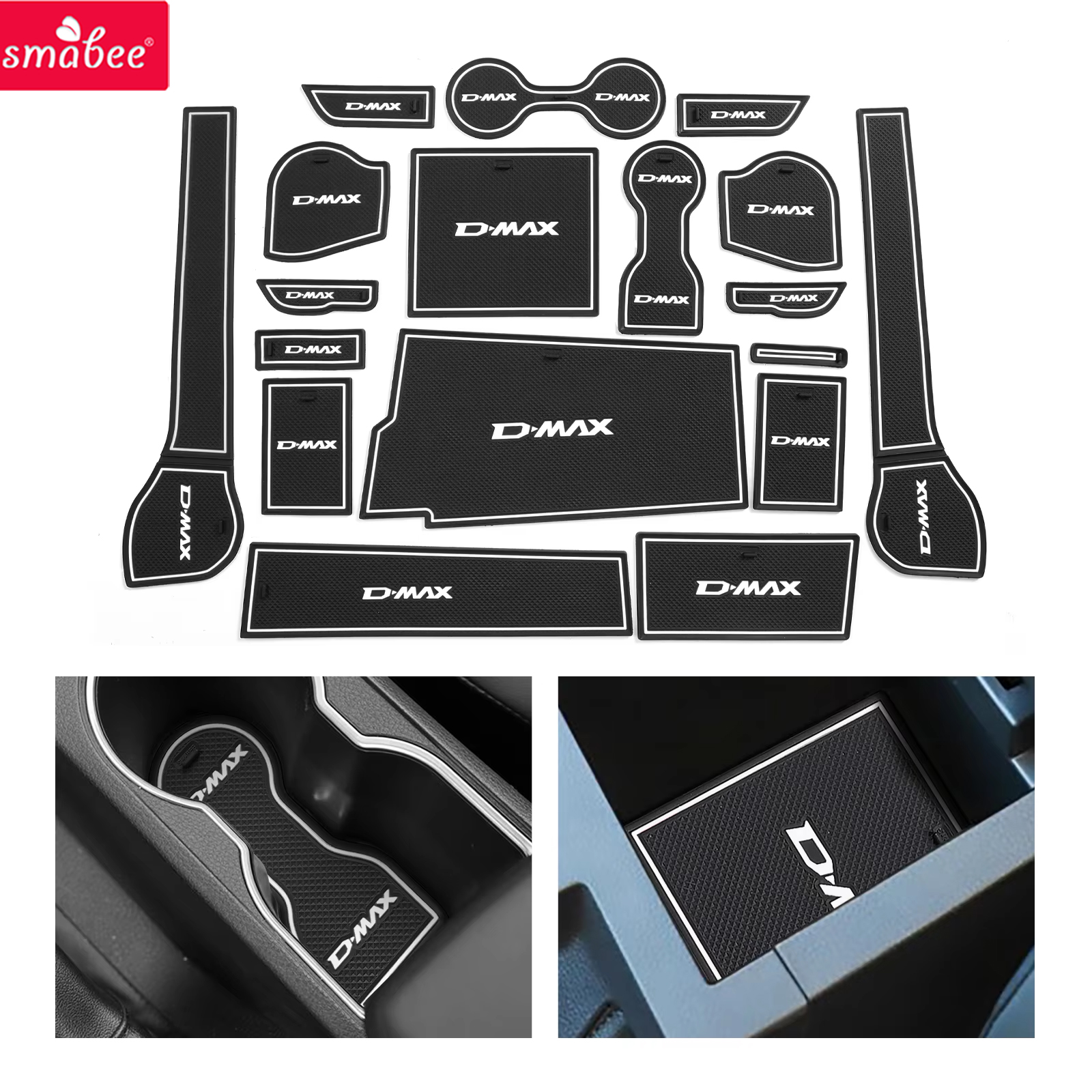 แผ่นรองกันลื่นสำหรับช่องเก็บของในรถยนต์ ISUZU D-MAX ปี 2021 - 2024 ยี่ห้อ Smabee อุปกรณ์ตกแต่งภายในรถยนต์