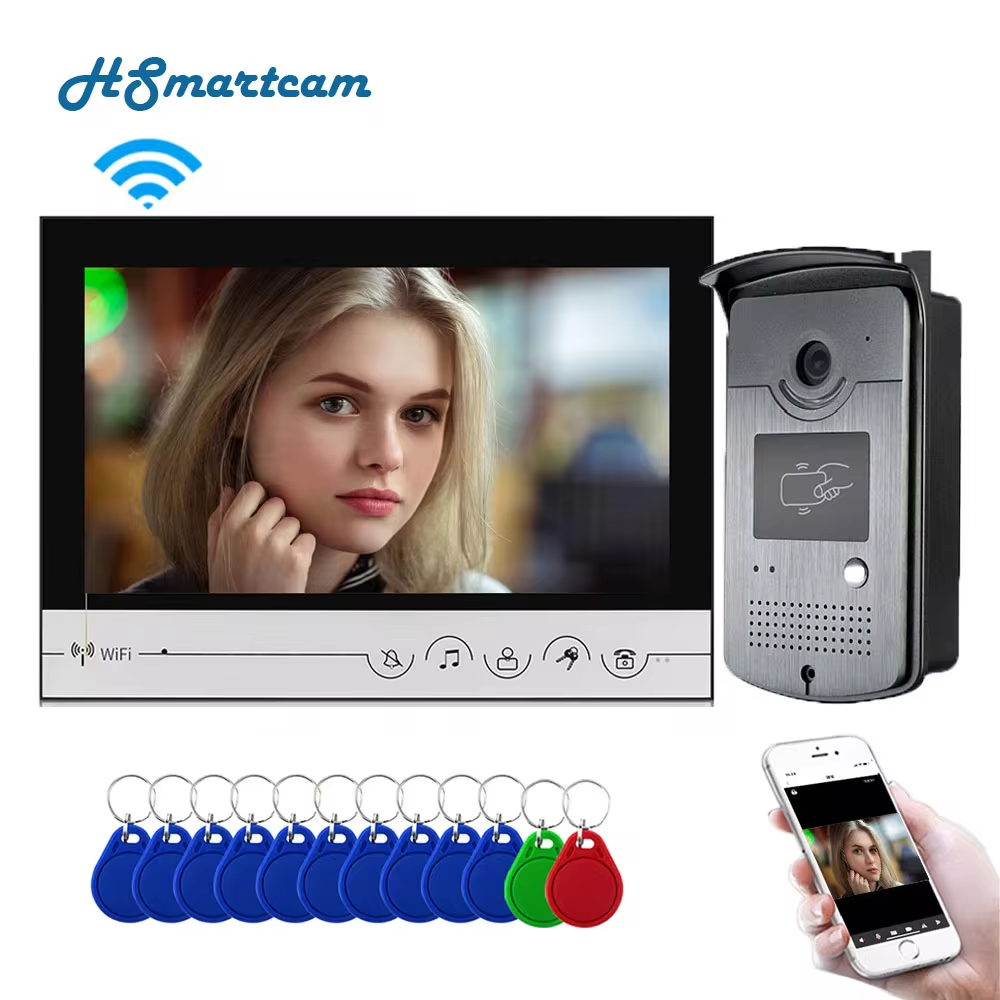 Tuya Smart Home 9-Zoll-WLAN-Monitor Intercom Zugangs kontroll system mit RFID Outdoor-Kamera App Telefon entsperren