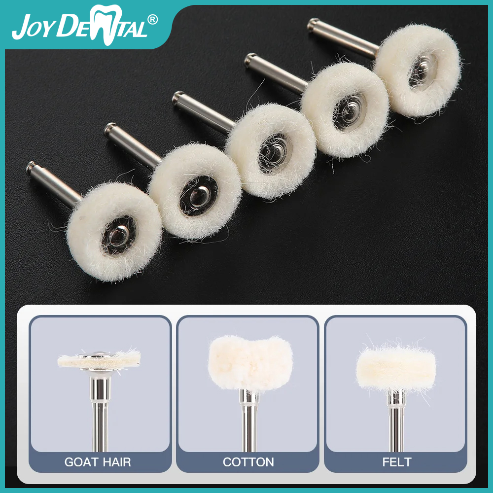 JOY DENTAL 5 uds cepillo de Pulido Dental rueda de fieltro cepillos de pulido de algodón y lana pulidor para herramientas rotativas rueda de pulido de 2,35mm
