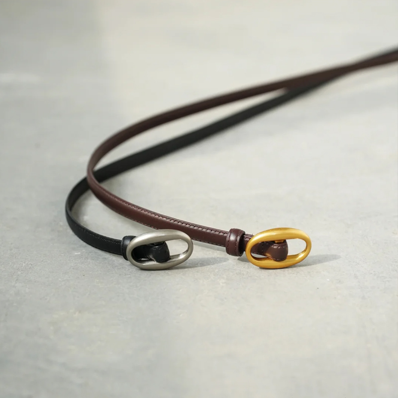 Trendy damesriem met gouden gesp, modieus, casual, dunne riem, zacht echt lederen ceintuur, jeansriem, dunne tailleband voor jurken