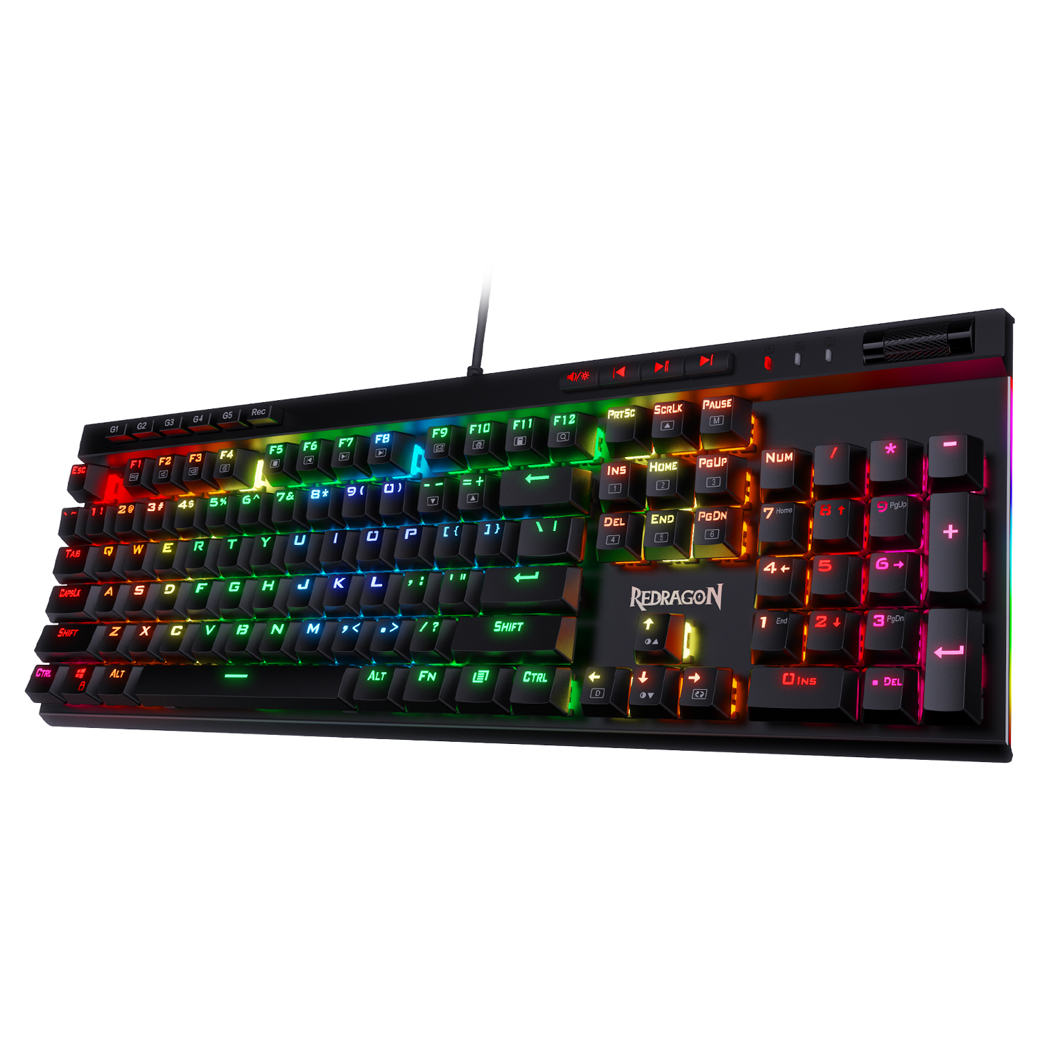 Redragon K580 VATA RGB 104 tombol, lampu belakang LED USB mekanis, Keyboard komputer lampu latar antisilau dengan kunci makro
