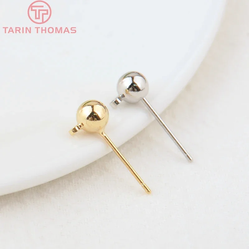 (2184) 3 มม.4 มม.5 มม.24K Gold สีทองเหลืองรอบต่างหูสตั๊ดต่างหูคลิปคุณภาพสูง DIY เครื่องประดับทําผลการค้นหา