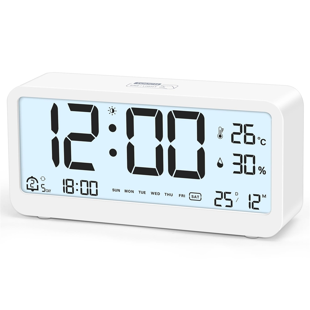 A72P Digital Alarm Clock with Large LCD Display,Loud Ringtone for Efficient Wake Up,Multifunction with Temperature