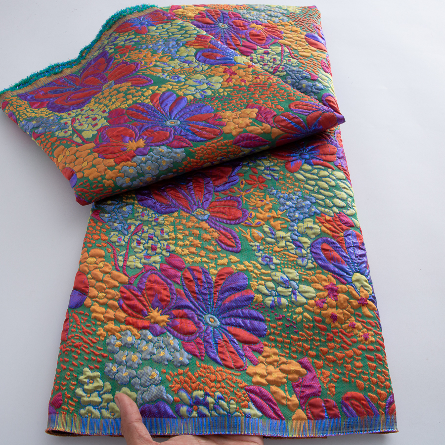 Tela de encaje jacquard francés 2026 de alta calidad, tela de encaje de organza brocada africana con dorado, 5 yardas, para vestido de novia de mujer, para coser
