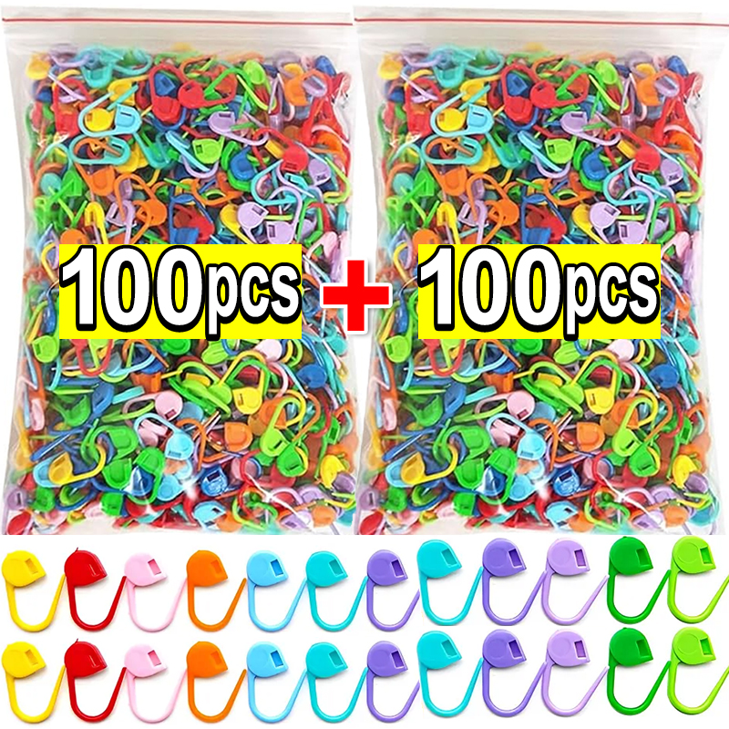 50/200 PCS พลาสติกที่มีสีสันถักเครื่องมือ MINI เรซิ่นคลิป Pins Locking Stitch Markers โครเชต์เย็บเข็มคลิปตะขอสําหรับเสื้อกันหนาว