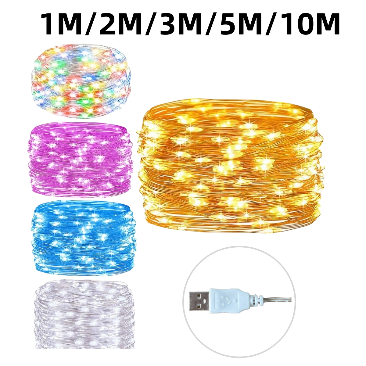 5m/10m USB Lichterkette Neujahr führte Weihnachts licht wasserdicht Kupferdraht Lichterkette für Hochzeit Girlande Party Vorhang Licht